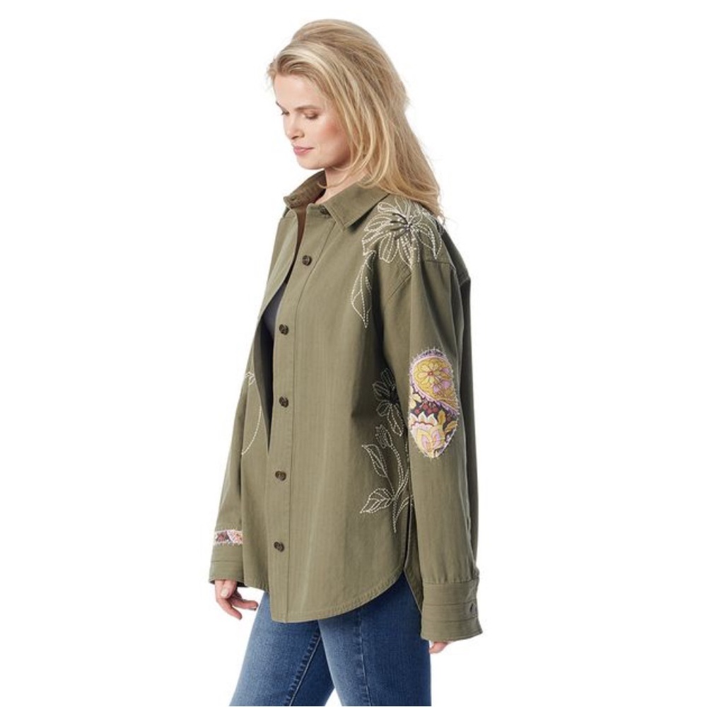 Jessica Simpson Boho Embroidered Shacket Jacket 3X - Picture 3 of 7
